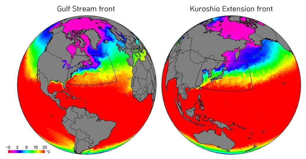 Bagian depan laut di dekat Gulf Stream dan Arus Kuroshio yang mewakili wilayah sempit di mana suhu permukaan laut menurun tajam ke arah utara.