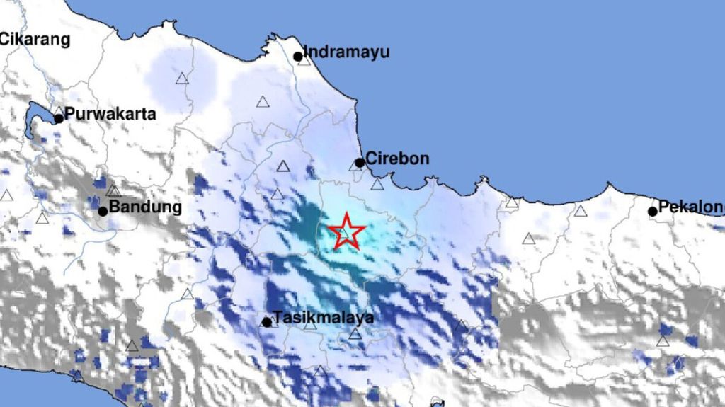 Lokasi gempa dangkal di Kabupaten Kuningan, Jawa Barat, berkekuatan Magnitudo 4,1 pada Kamis (25/7/2024). Gempa terjadi pukul 17.36 WIB.