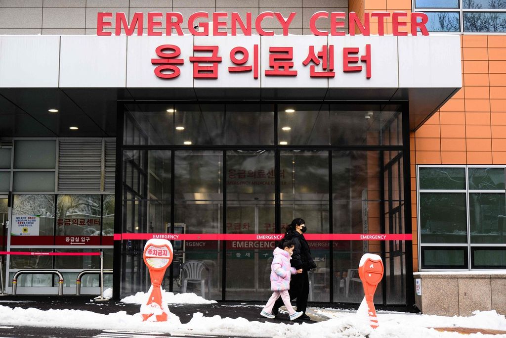 Salah satu rumah sakit di Seoul, Korea Selatan, Kamis (22/2/2024). Para dokter di puluhan rumah sakit di Korsel sedang mogok kerja.