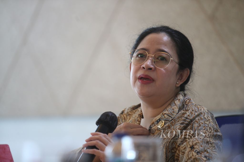 Ketua DPR Puan Maharani saat berkunjung ke redaksi <i>Kompas</i> di Jakarta, Selasa (25/1/2022).