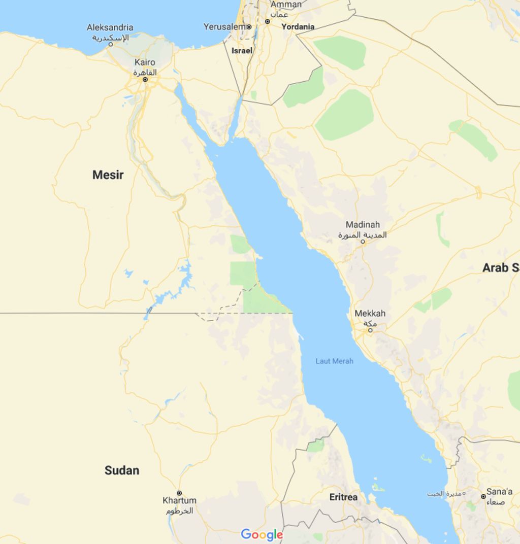 Peta Sudan dan negara-negara yang terhubung dengan Laut Merah