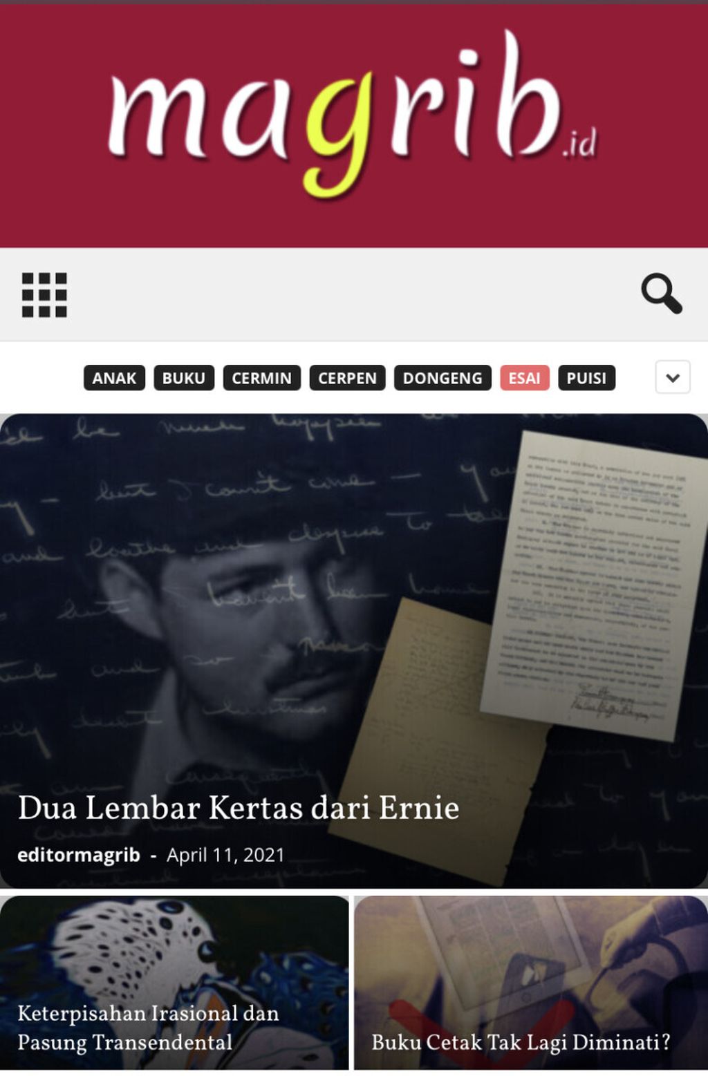  Media daring dengan konten sastra yang dibuat oleh penyair Makassar, Muhary Wahyu Nurba. Media ini menjadi panggung bagi karya para pegiat sastra.