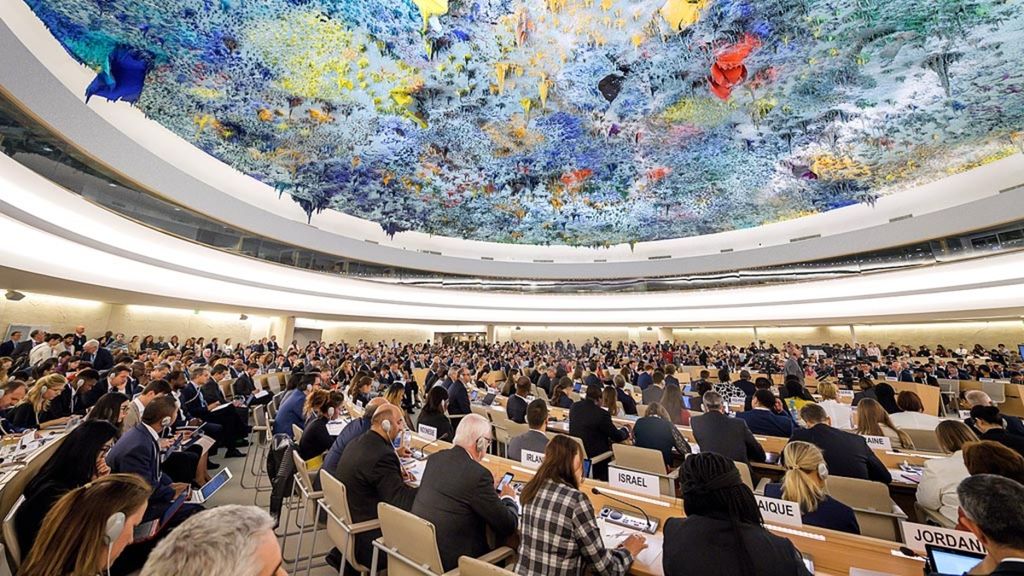 Suasana sesi pembuka sidang Dewan Hak Asasi Manusia PBB di Geneva, Swiss, 9 September 2019. Indonesia kembali mencalonkan diri sebagai anggota Dewan HAM PBB.
