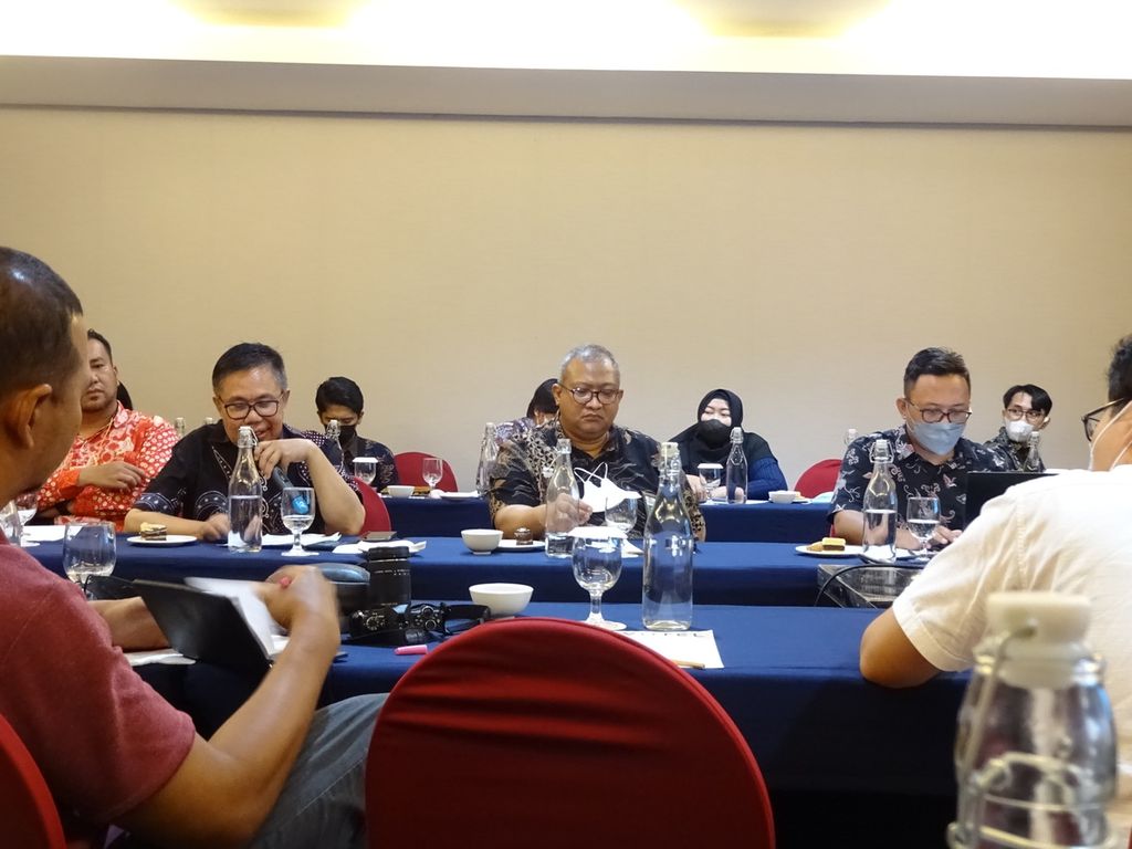 Sejumlah kepala balai dari Kementerian Pekerjaan Umum dan Perumahan Rakyat menyampaikan progres pembangunan Ibu Kota Negara Nusantara di Balikpapan, Kalimantan Timur, Jumat (4/11/2022).