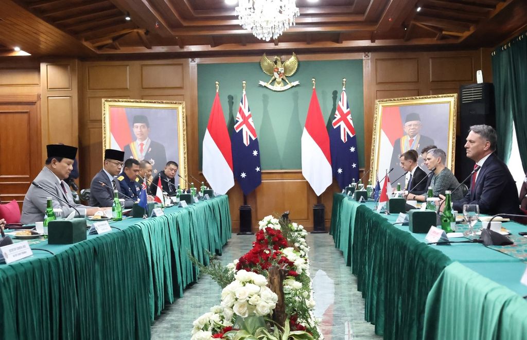 Menteri Pertahanan RI Prabowo Subianto dan Menteri Pertahanan yang juga Deputi Perdana Menteri Australia Richard Donald Marles menandatangani Perjanjian Kerja Sama Pertahanan, di Akademi Militer Magelang, Kamis (29/8/2024).