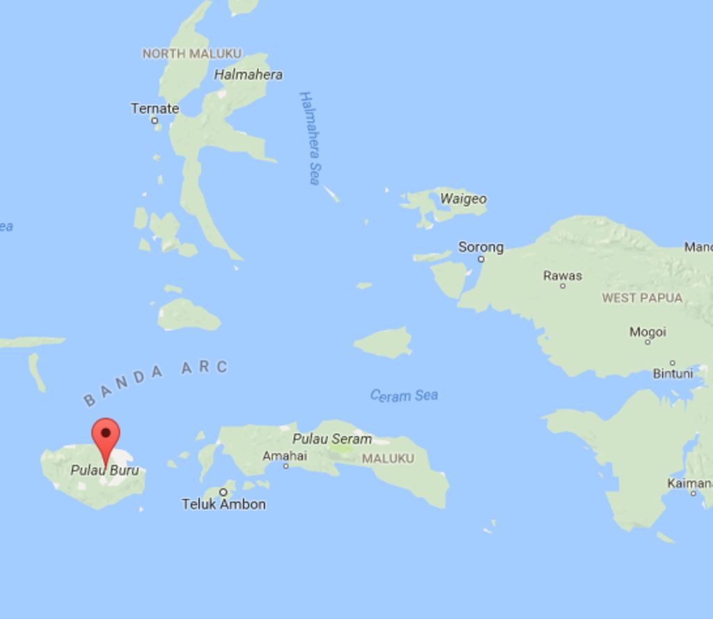 Peta lokasi Pulau Buru, Maluku