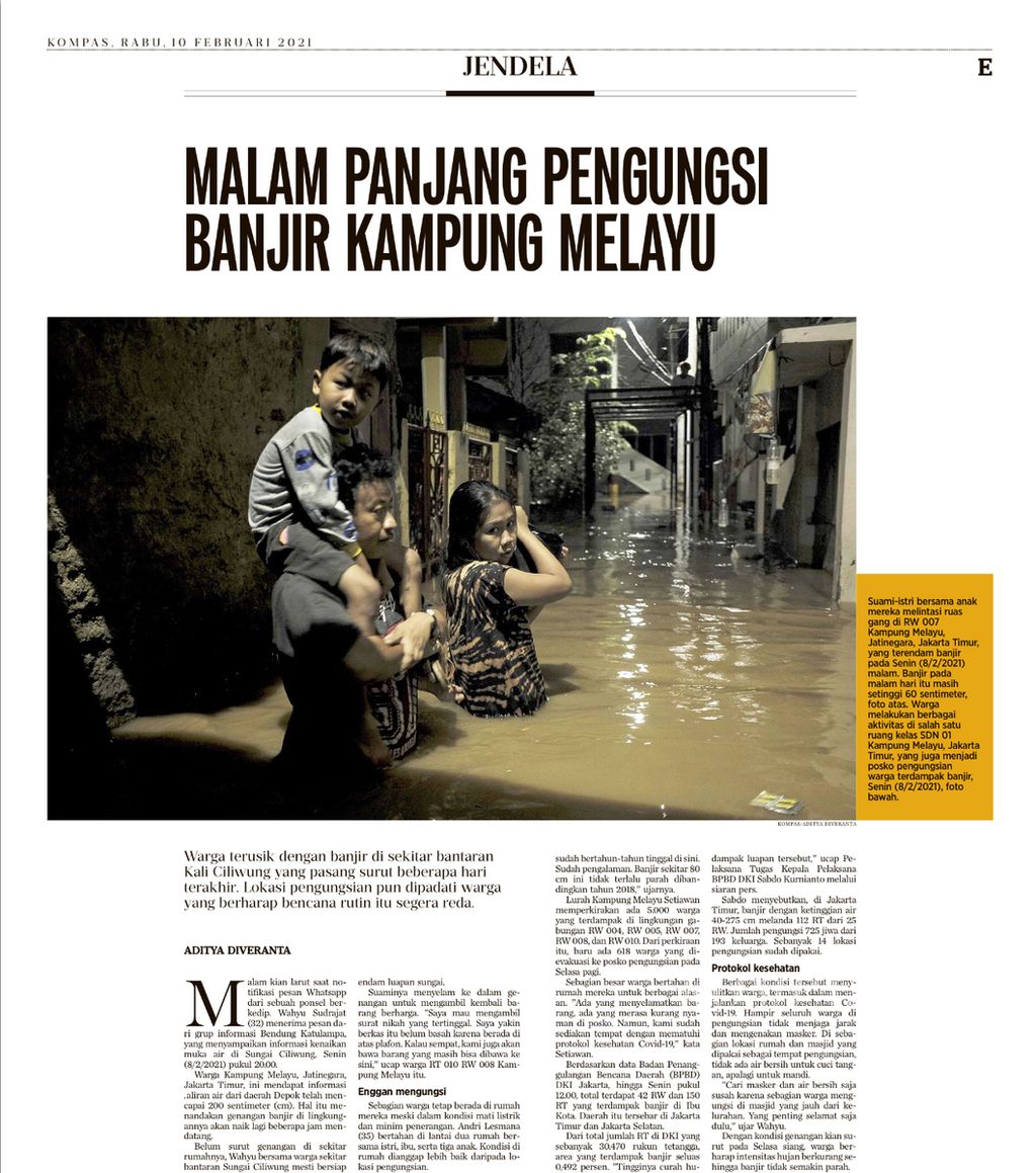 Hasil peliputan wartawan <i>Kompas</i>, Aditya Diveranta, terkait pengungsi banjir di Kampung Melayu, Jatinegara, Jakarta Timur. Tangkapan layar diambil pada Selasa (17/5/2022).