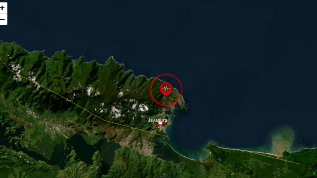 Gempa bumi tektonik dengan kekuatan Magnitudo 4,9 terjadi pada Minggu (22/1/2023) di Jayapura, Papua.