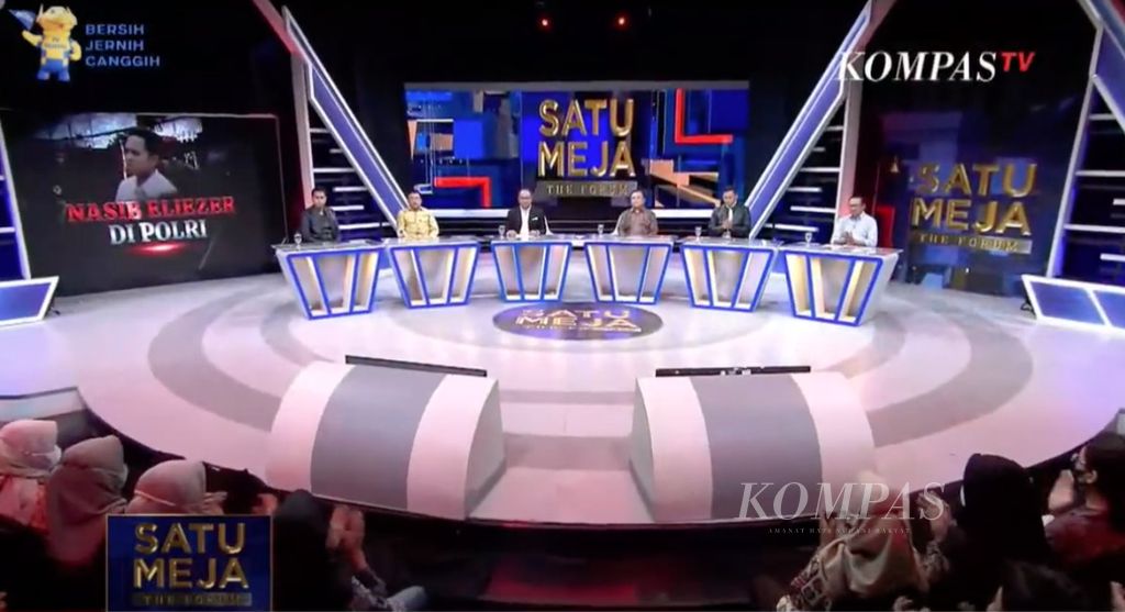 Tangkapan layar Satu Meja The Forum bertajuk "Nasib Eliezer di Polri", yang disiarkan Kompas TV, pada Rabu (22/2/2023), malam.