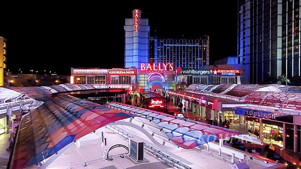 Salah satu sudut Las Vegas, AS, di waktu malam, Kamis (14/3/2019).
