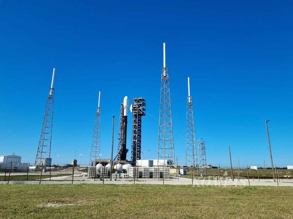 Lokasi peluncuran satelit Merah Putih-2 milik Telkomsel Group di landasan Sapce X di Cape Canaveral, Florida, Amerika Serikat, pada Selasa (20/2/2024) pukul 15.10 waktu setempat.