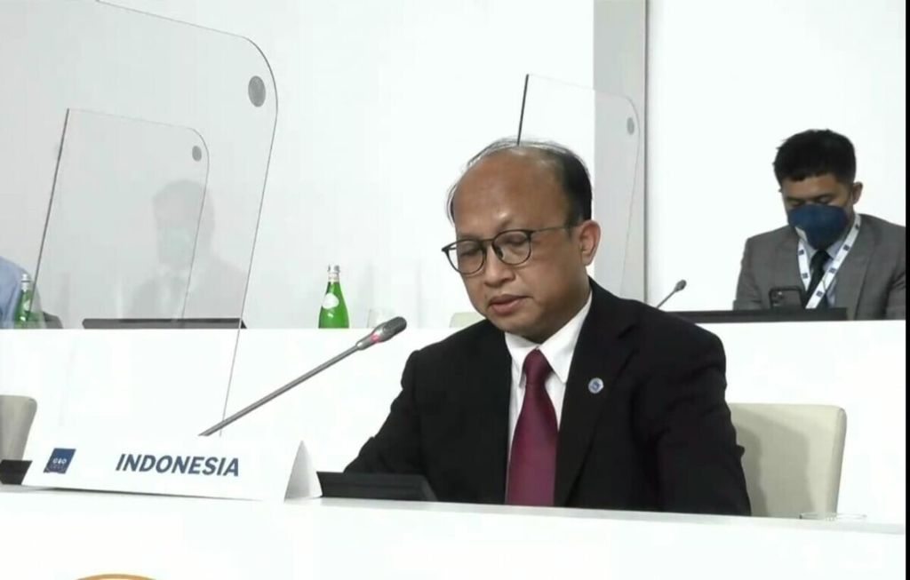 Sekretaris Jenderal Kementerian Ketenagakerjaan Anwar Sanusi dalam Forum Menteri Ketenagakerjaan G20. 