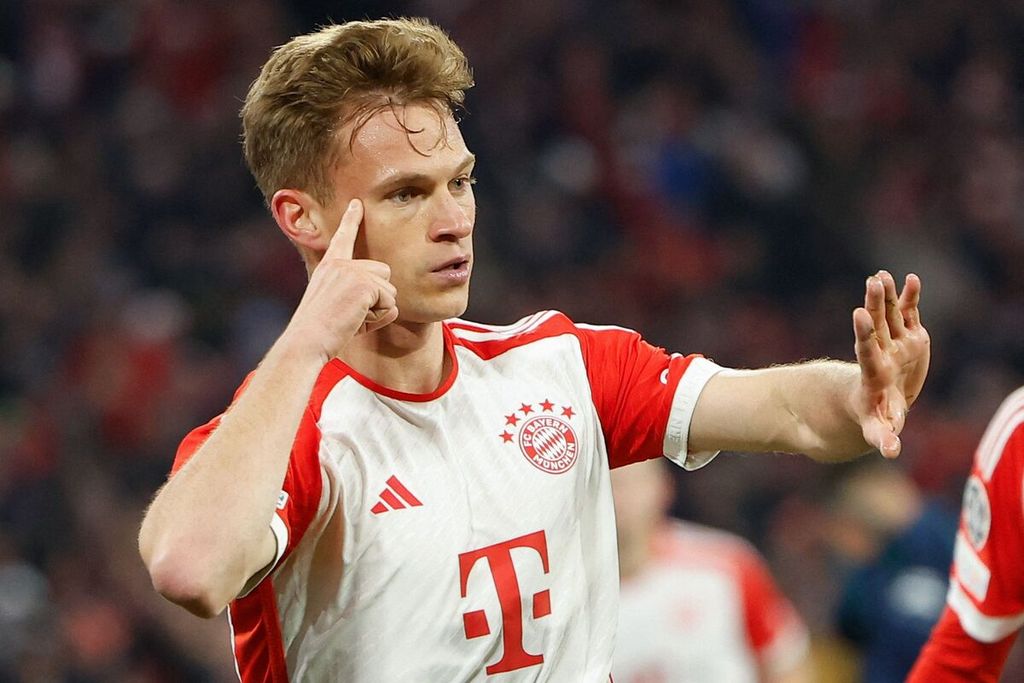 Bayern Munich player Joshua Kimmich celebrated his goal against Arsenal in the second leg of the Champions League quarterfinals, early Thursday morning (18/4/2024) Indonesian time.