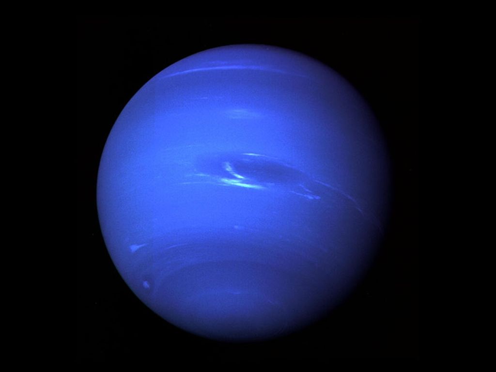 Citra planet Neptunus yang diambil wahana antariksa Voyager 2 pada Agustus 1989.