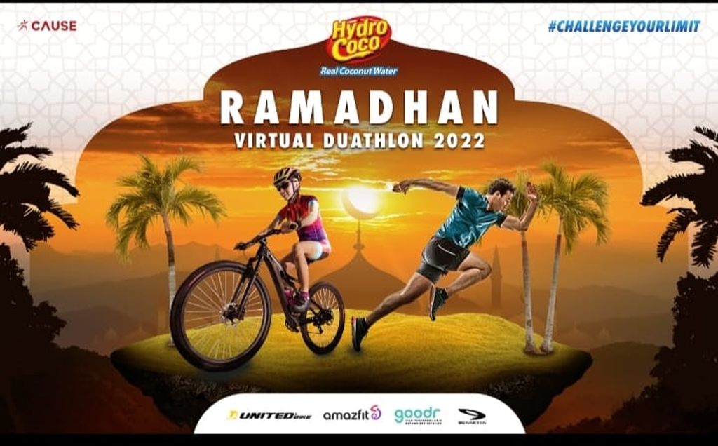 Poster ajang Hydro Coco Ramadhan Virtual Duathlon 2022.