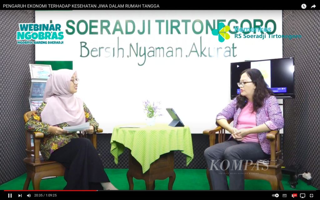 Screenshot of an online discussion held by the Soeradji Tirtonegoro General Hospital in Klaten District, Central Java, on Tuesday (7/5/2024). The seminar discussed the topic of mental health.