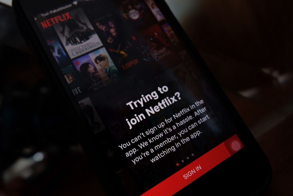 Aplikasi <i>streaming</i> Netflix di ponsel pintar, Kamis (21/1/2021).