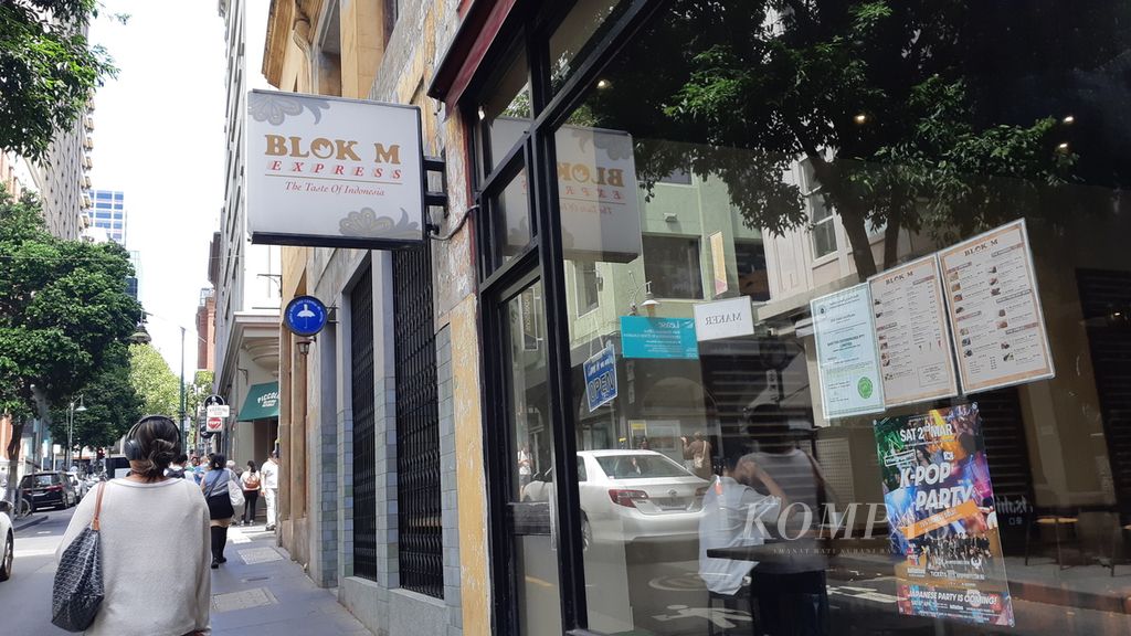 Restoran Blok M Express, salah satu restoran Indonesia di pusat kota Melbourne, sekitar kawasan Melbourne CBD, Melbourne, Australia, Kamis (29/2/2024).