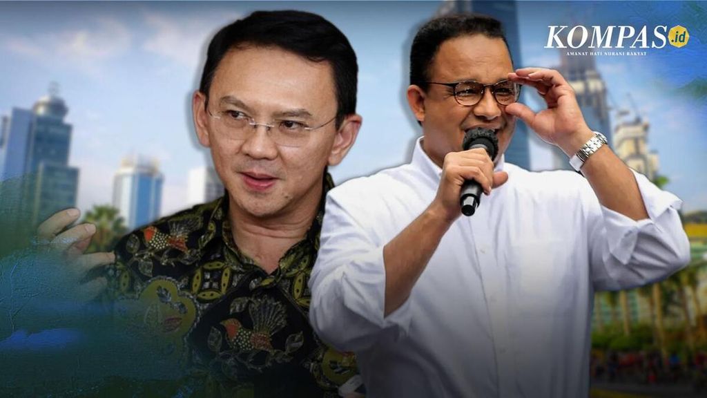 Dua mantan Gubernur DKI Jakarta, Basuki Tjahaja Purnama dan Anies R Baswedan. 