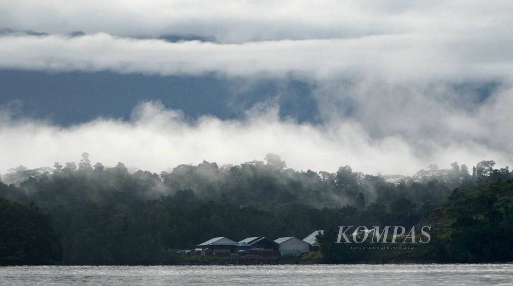 Kabut menyelimuti kampung di tepi hutan mangrove di pesisir Teluk Arguni, Kabupaten Kaimana, Papua Barat, Kamis (15/6/2023). 