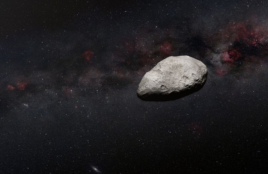 Asteroid dengan bentuk ireguler yang melintas dekat Bumi, di antara Bumi dan Bulan, pada 25 Maret 2023 dan berhasil dipotret Badan Antariksa Eropa (ESA).