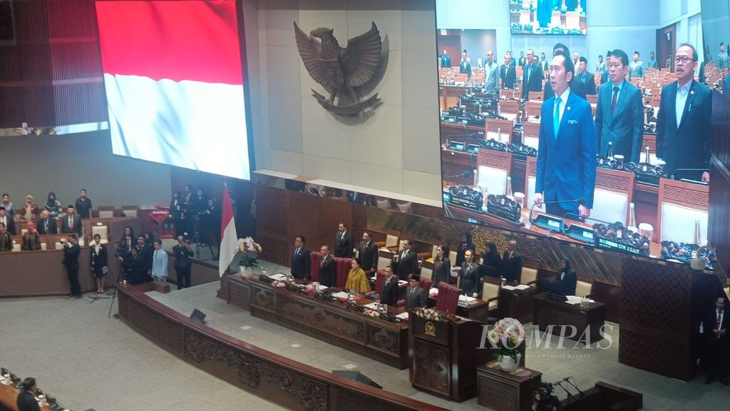 Suasana Rapat Paripurna DPR RI di Kompleks Parlemen, Senayan, Jakarta, Selasa (29/8/2023).