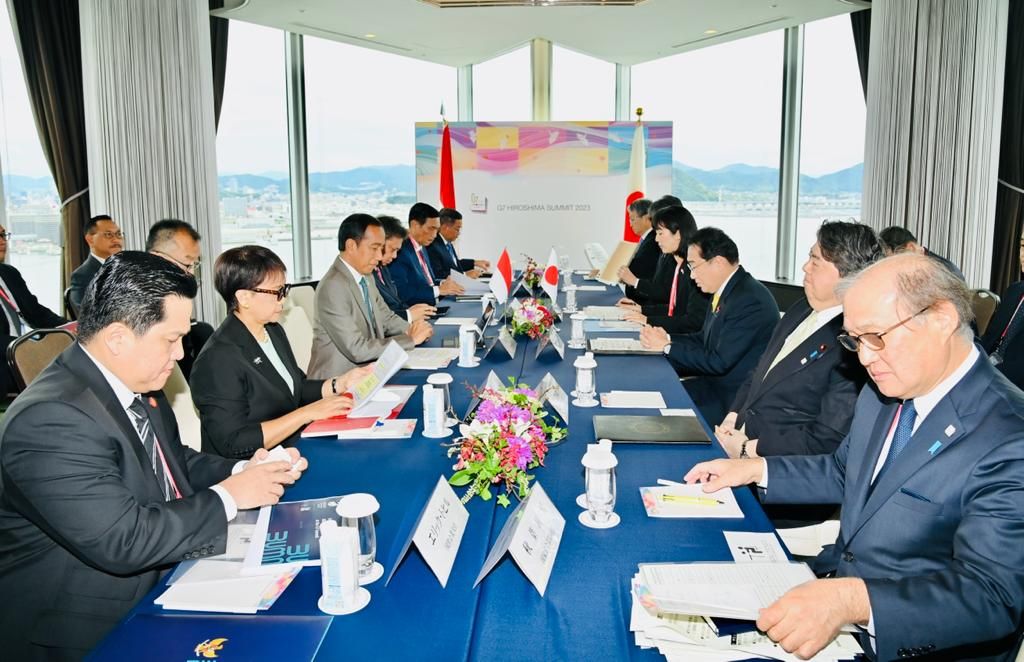 Presiden Joko Widodo melakukan pertemuan bilateral dengan PM Jepang Fumio Kishida, Sabtu (20/5/2023). Dibahas penguatan kerja sama ekonomi kedua negara, termasuk pembangunan Ibu Kota Nusantara.