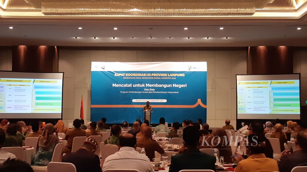Gubernur Lampung Arinal Djunaidi menghadiri rapat koordinasi pendataan sosial ekonomi di Bandar Lampung, Lampung, Selasa (13/9/2022).