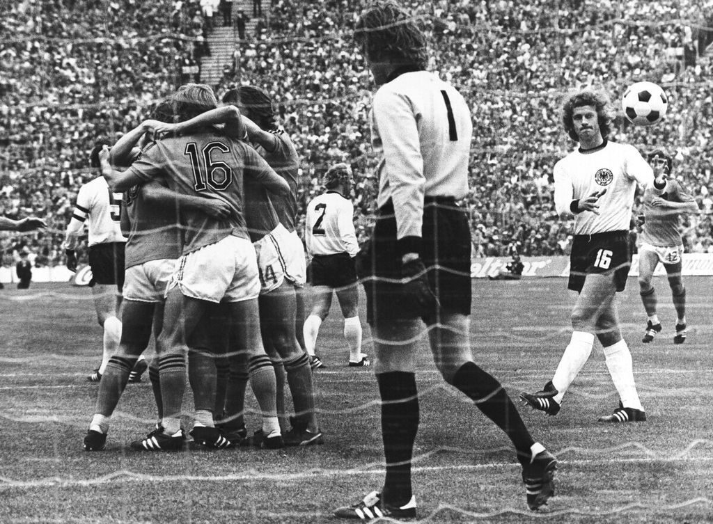 The 1974 World Cup final between Germany and the Netherlands. West Germany, as it was called at the time, became world champion after winning 2-1.