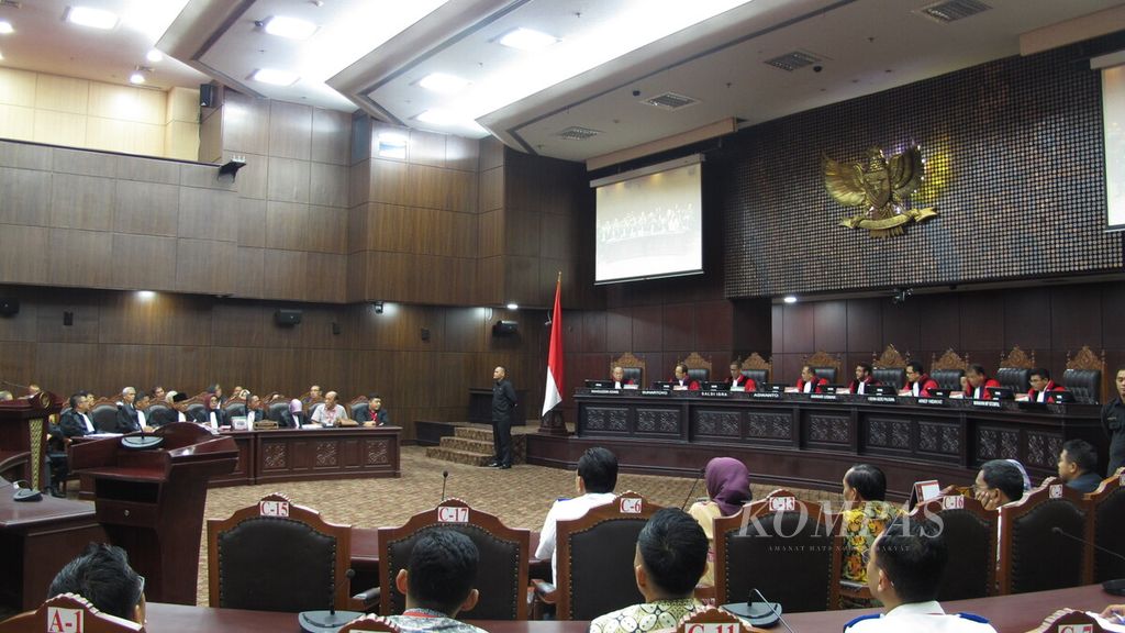 Suasana sidang uji materi Undang-Undang Nomor 29 tahun 2004 tentang Praktik Kedokteran di Mahkamah Konstitusi, Jakarta, Kamis (26/4/2018). (Ilustrasi)