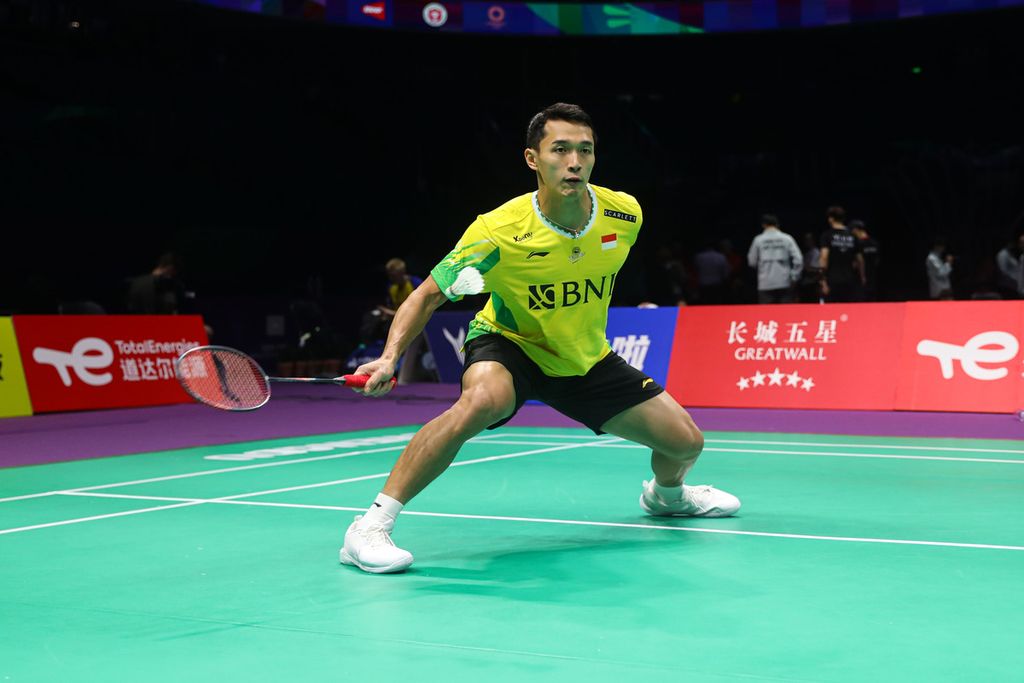 Indonesia's single son, Jonatan Christie, trained in Chengdu, China, on Friday (26/4/2024) ahead of the first match of the Thomas Cup against England on Saturday (27/4).