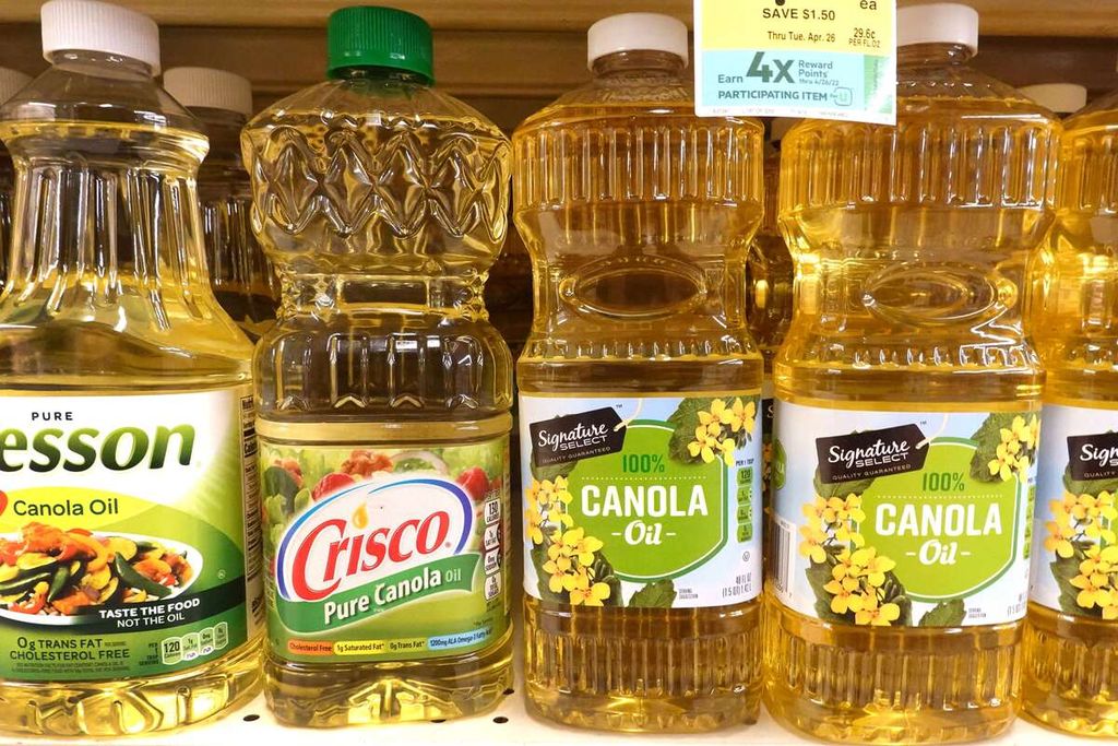 Cooking oils made from canola from Canada are offered for sale at a grocery store on April 26, 2022 in Chicago, Illinois. The price of cooking oil has been rising globally as the war in Ukraine has limited the supply of sunflower oil, a drought in Canada has decreased the supply of canola oil, and Indonesia, the world's largest exporter of palm oil, recently announced a ban on its export as it deals with shortages and rising prices domestically. 