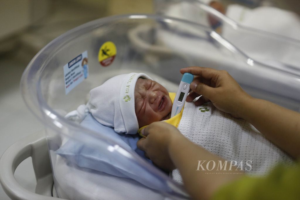 Petugas Rumah Sakit Ibu dan Anak Tambak, Menteng, Jakarta, merawat dan memantau bayi yang baru lahir, Selasa (15/11/2022). Jumlah manusia Bumi pada 15 November 2022 ini genap mencapai 8 miliar jiwa.