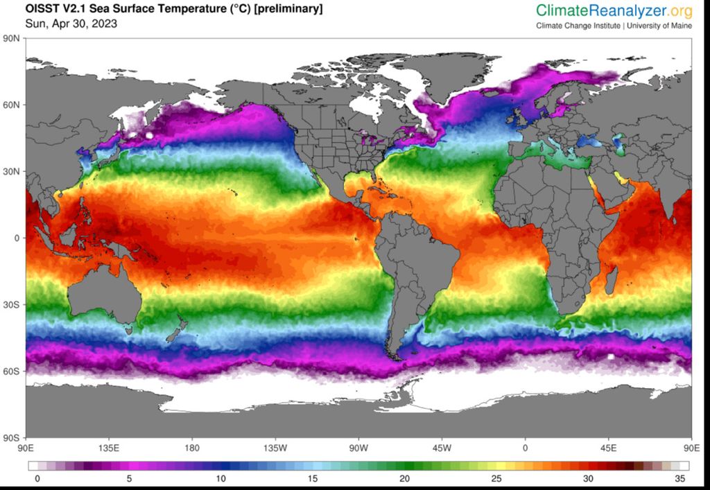 Suhu permukaan laut dunia melonjak cepat dalam sebulan terakhir mencapai rata-rata 21,1 derajat celsius yang merupakan rekor tertinggi sepanjang sejarah. 