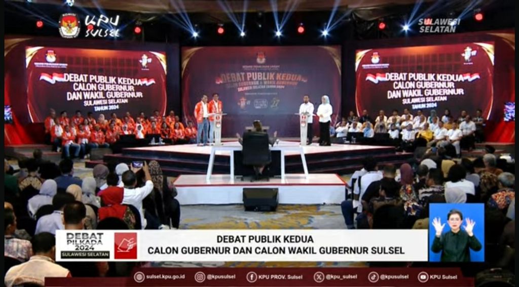 Debat kedua Pemilihan Gubernur Sulawesi Selatan yang diadakan pada Minggu (10/11/2024).