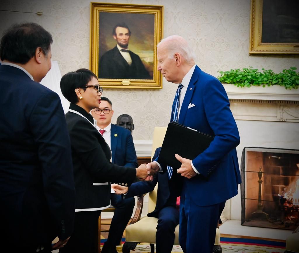 Presiden Joko Widodo melakukan pertemuan dengan Presiden Amerika Serikat Joe Biden di Gedung Putih, Washington DC, Amerika Serikat, pada Senin (13/11/2023).