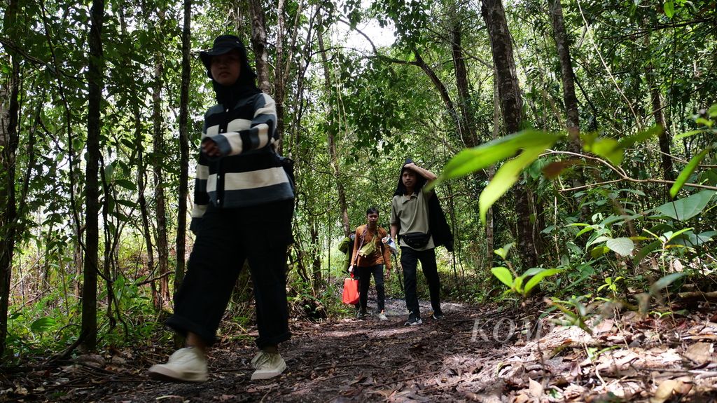 Mahasiswa Antakusuma Pangkalan Bun, Kabupaten KotawaringinBarat, Kalimantan Tengah, pada Sabtu (24/2/2024) mengunjungi Jerumbun, kawasan konservasi yang jadi penyangga Taman Nasional Tanjung Puting (TNTP).