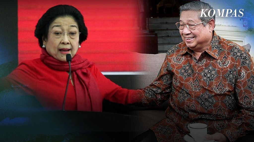 Foto Ketua Umum PDI-P Megawati Soekarnoputri (kiri) dan Ketua Majelis Tinggi Partai Demokrat Susilo Bambang Yudhoyono