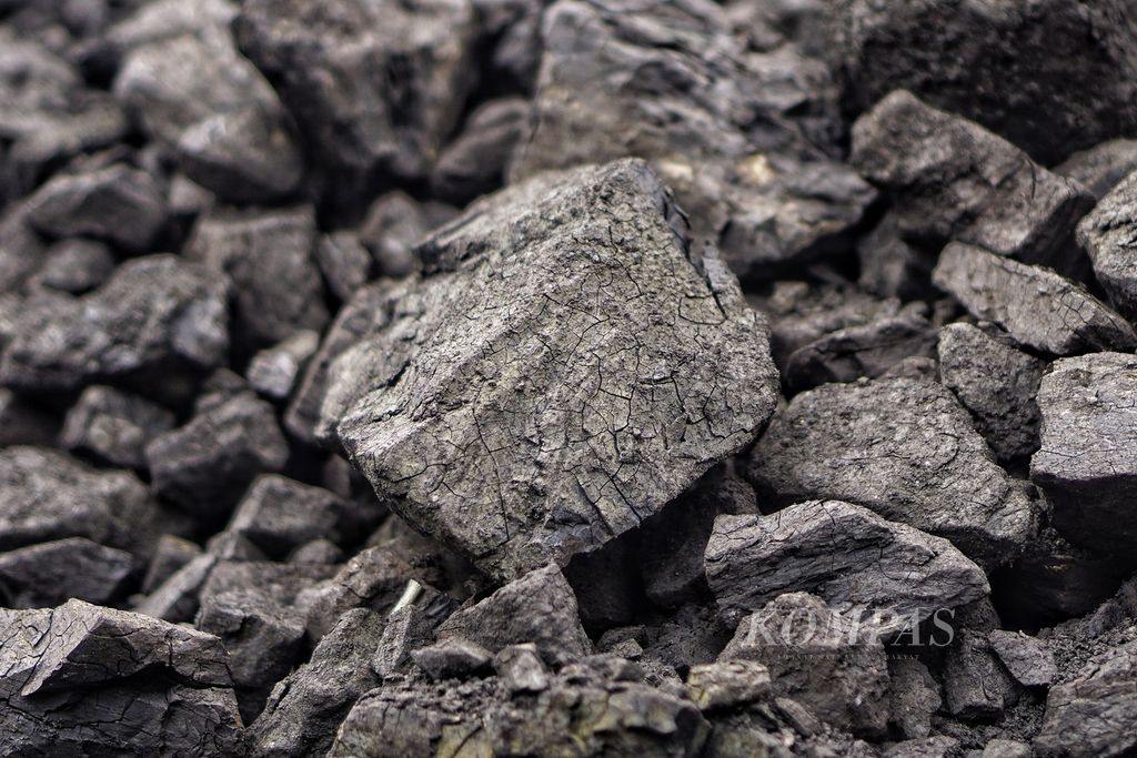 Bongkahan batubara dari aktivitas tambang ilegal di Taman Hutan Raya Bukit Soeharto di Desa Bukit Merdeka, Kabupaten Kutai Kartanegara, Kaltim, Jumat (25/3/2022).
