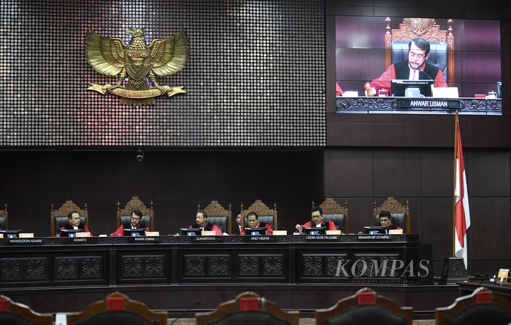 Suasana sidang di Gedung Mahkamah Konstitusi, Jakarta, Kamis (28/11/2019). 
