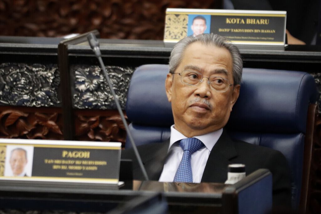 Foto dokumentasi  13 Juli 2020. Saat itu PM Malaysia Muhyiddin Yassin sedang menghadiri sidang majelis rendah parlemen di Kuala Lumpur. 