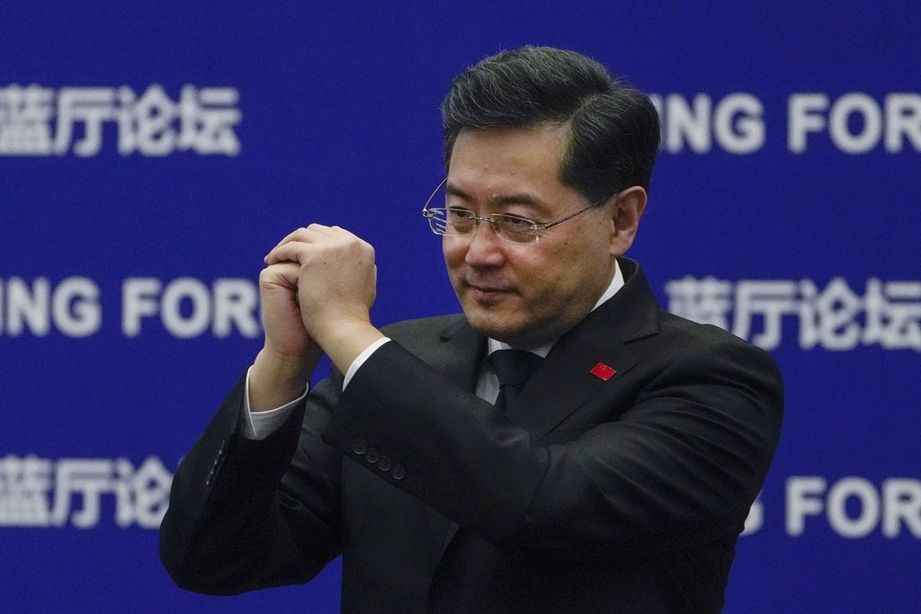 Menteri Luar Negeri China Qin Gang di Beijing, 21 Februari 2023. 
