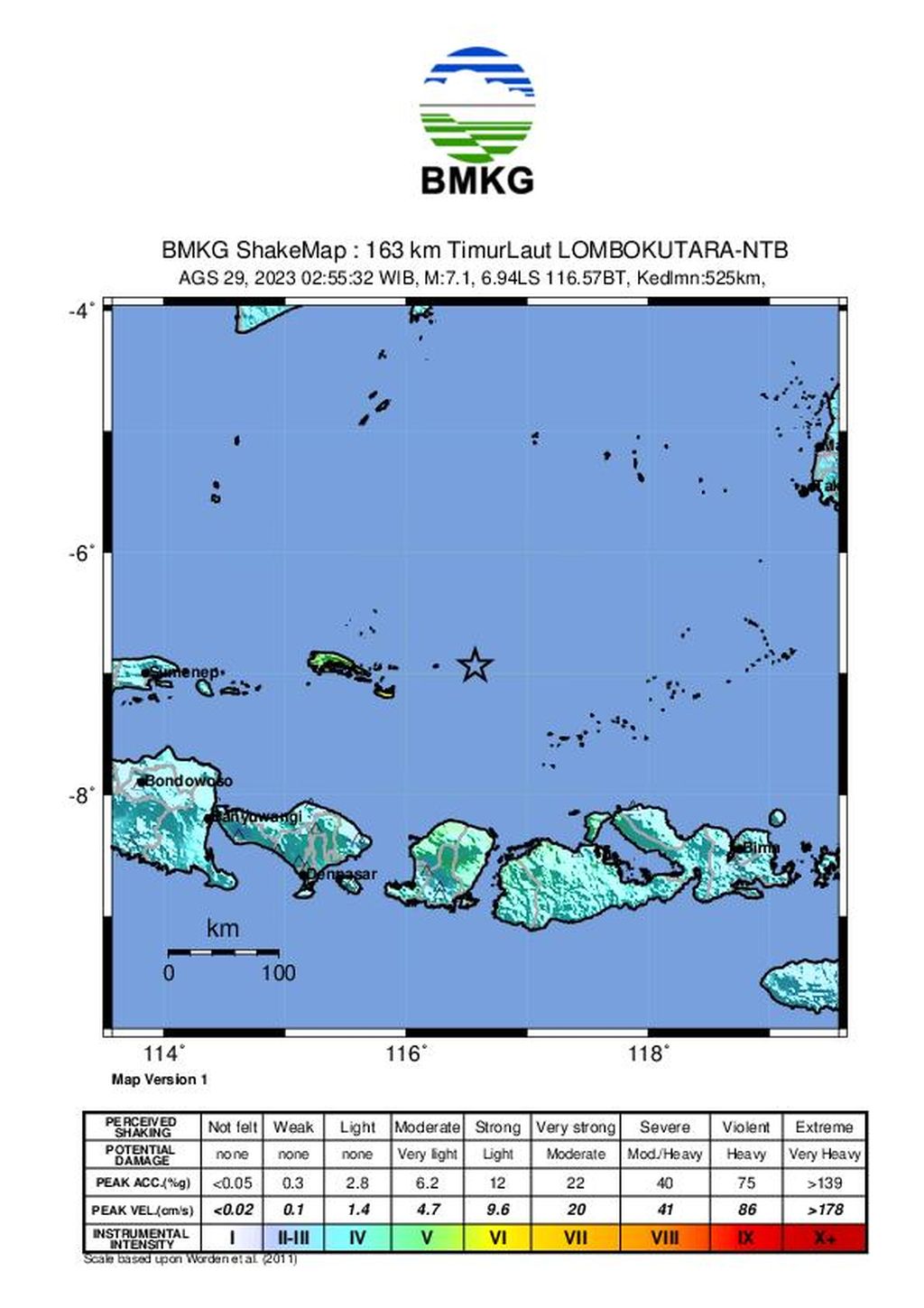 Gempa berkekuatan M 7,1 terjadi di laut, sekitar 163 timur laut Lombok Utara, Nusa Tenggara Barat, Selasa (29/8/2023) pukul 02.55 WIB. Gempa memiliki sumber dalam dan tidak menimbulkan tsunami.
