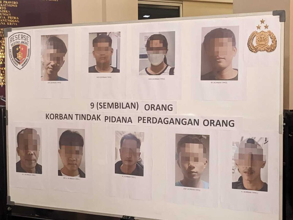 Sembilan korban TPPO yang berasal dari sejumlah daerah di Jawa Tengah yang diselamatkan Polres Jakarta Selatan, Jumat (25/8/2023).