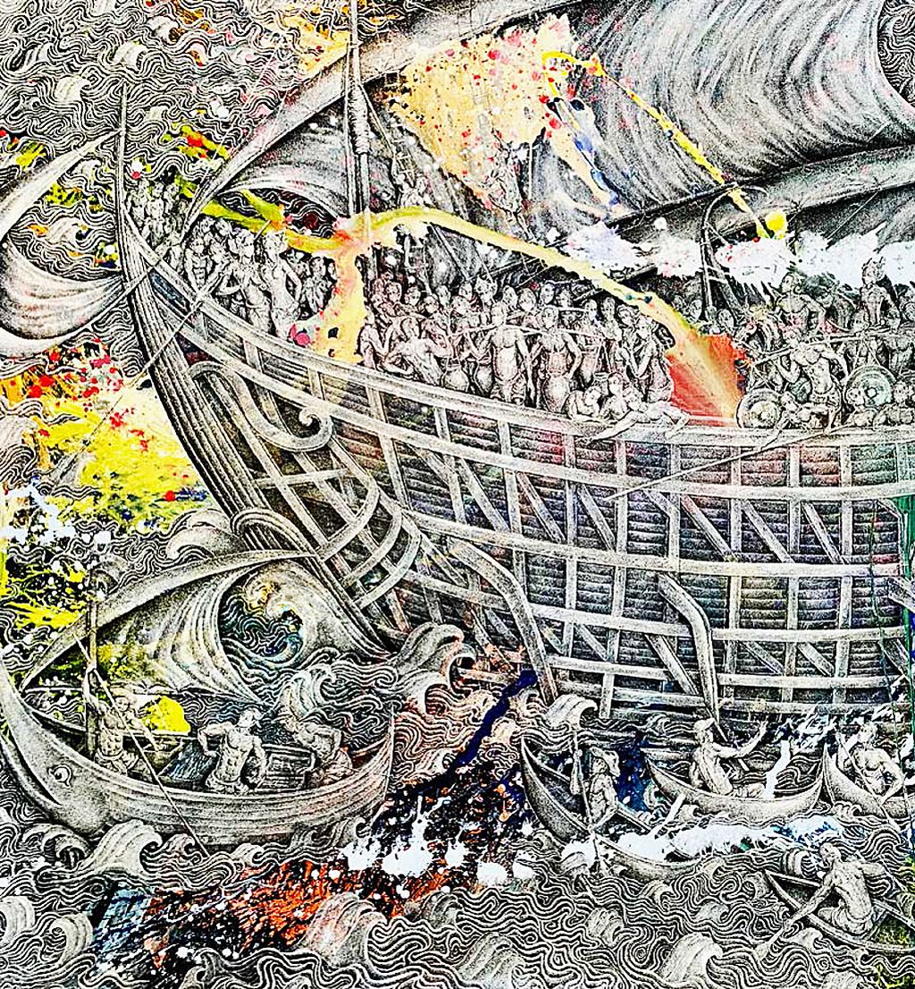 Lukisan berjudul "The Glory of Sailing" karya Prof Kun Adnyana.