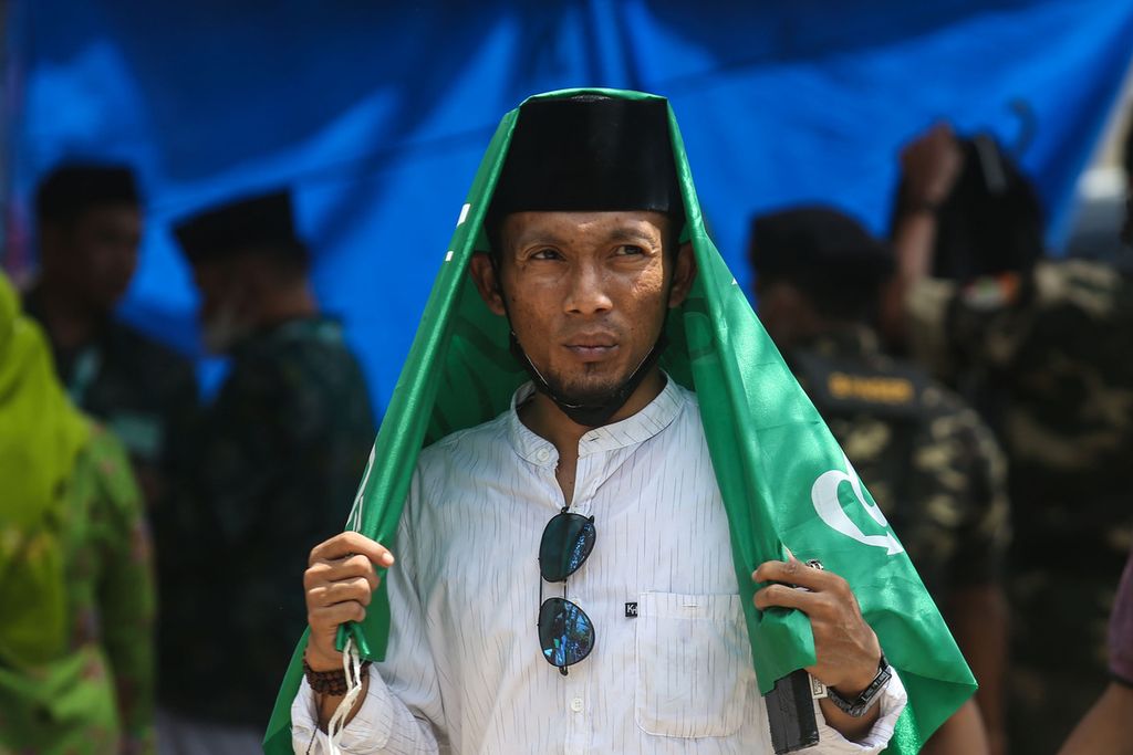 Warga nahdliyin memadati arena Muktamar Ke-34 Nahdlatul Ulama di Pondok Pesantren Daarussaadah, Kabupaten Lampung Tengah, Lampung, Rabu (22/12/2021).