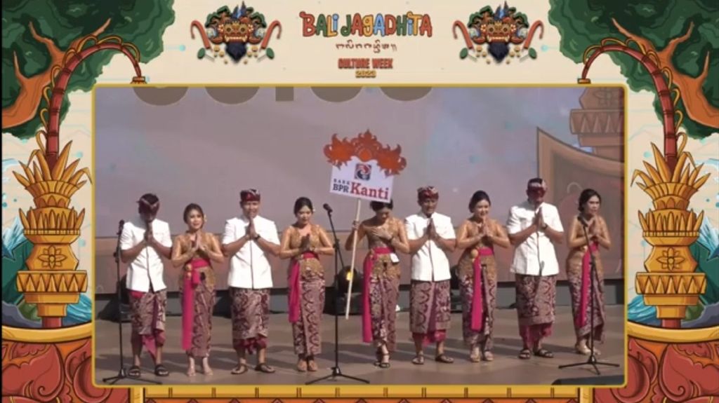 Bank Indonesia Provinsi Bali menggelar Bali Jagadhita Culture Week IV, yang dimulai Jumat (15/9/2023). Tangkapan layar dari tayangan acara pembukaan BJCW IV, yang dimeriahkan atraksi dari perwakilan kalangan perbankan di Bali. 