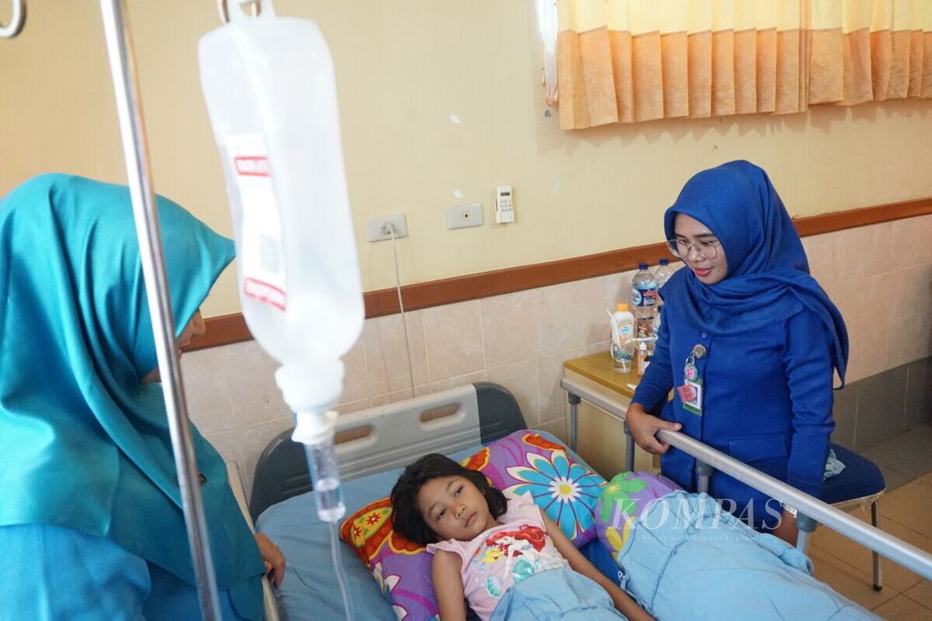 Pasien DBD dirawat di Rumah Sakit Umum Daerah Abdul Moeloek, Bandar Lampung. Kamis (31/1/2019). 
