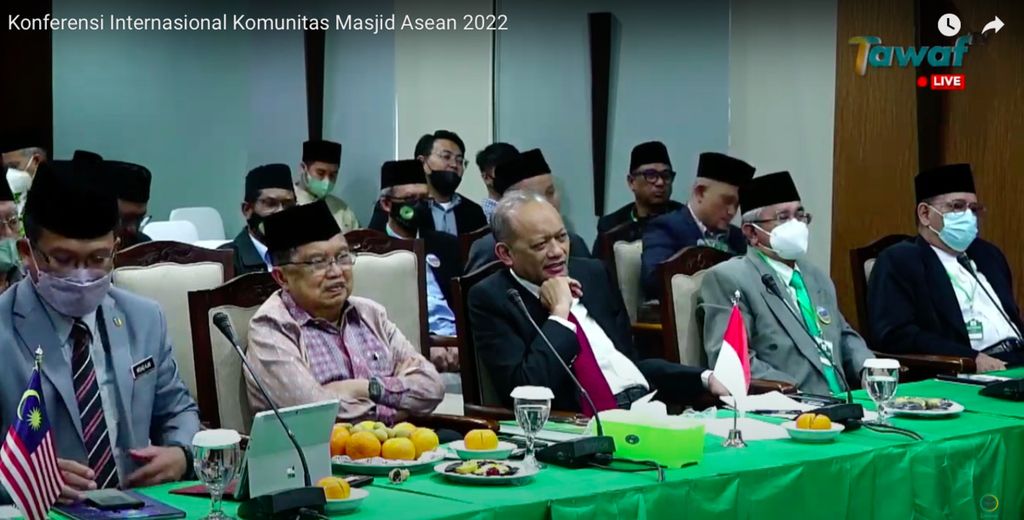 Konferensi Internasional Komunitas Masjid ASEAN Tahun 2022 yang digelar secara daring dan luring di Gedung DMI, Jakarta Timur, Rabu (20/7/2022).