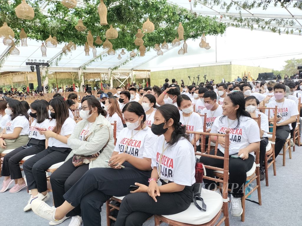 Festival Kampus Merdeka Kedua di Pulau Kura-Kura di Denpasar, Bali, Senin (14/11/2022). Sekitar 400 mahasiswa Indonesia mendapatkan pencerahan tentang tantangan masa depan Indonesia dan dunia.
